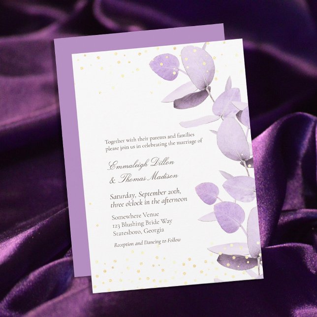 Classic Lavender Eucalyptus Glitter Wedding Invita Invitation (Creator Uploaded)