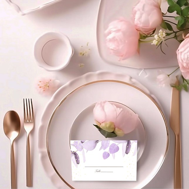 Classic Lavender Eucalyptus Glitter Wedding Place  Place Card (Creator Uploaded)