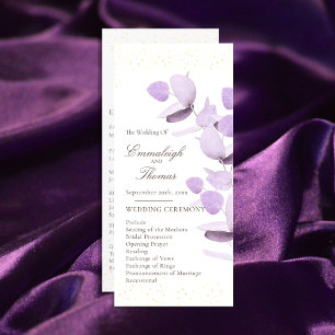 Classic Lavender Eucalyptus Glitter Wedding Program