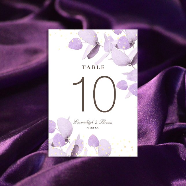 Classic Lavender Eucalyptus Glitter Wedding Table  Table Number (Creator Uploaded)