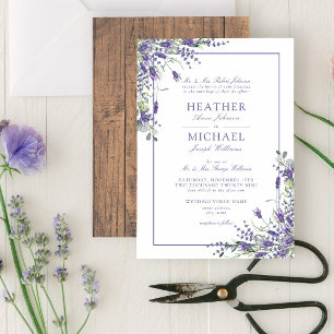 Classic Lavender Eucalyptus Wood Script Wedding Invitation