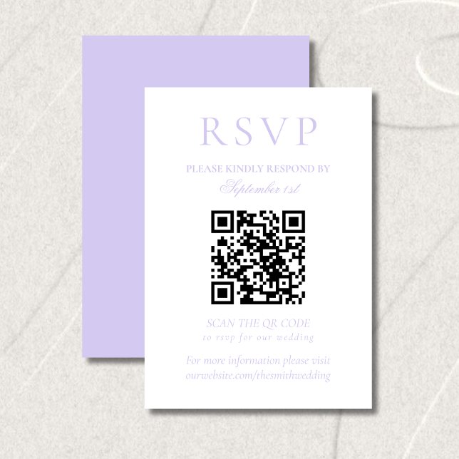 Classic Lavender Minimalist Wedding QR Code RSVP Card (Classic Lavender Minimalist Wedding QR Code RSVP Card)