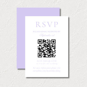 Classic Lavender Minimalist Wedding QR Code RSVP Card