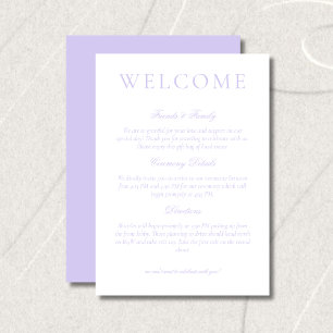 Classic Lavender Minimalist Wedding Welcome Program