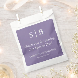 Classic Lavender Monogram Wedding Favour Bag