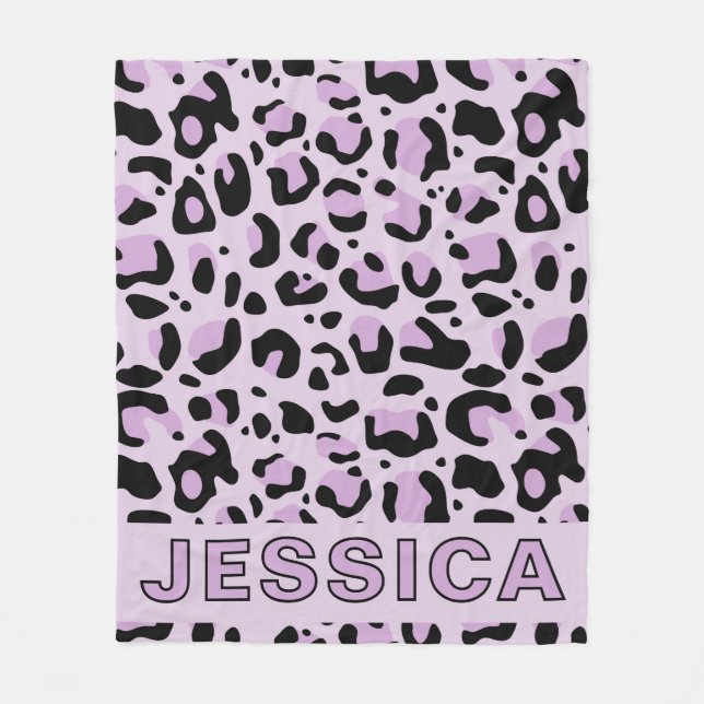 Classic Lavender Pink Leopard Print Fleece Blanket (Front)