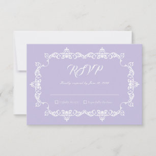 Classic Lavender Purple Ornately Framed Wedding RSVP Card