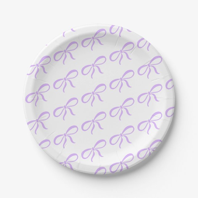 Classic Lavender Purple Ribbon Baby Shower Paper Plate (Front)