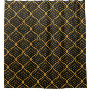 Classic Leaves Art Deco Seamless Pattern. Geometri Shower Curtain