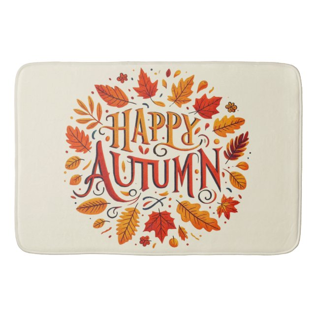 classic leaves & Happy Autumn  Bath Mat (Front)