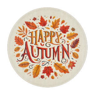 classic leaves & Happy Autumn Cutting Board