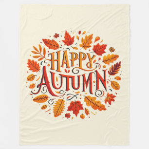 classic leaves & Happy Autumn  Fleece Blanket