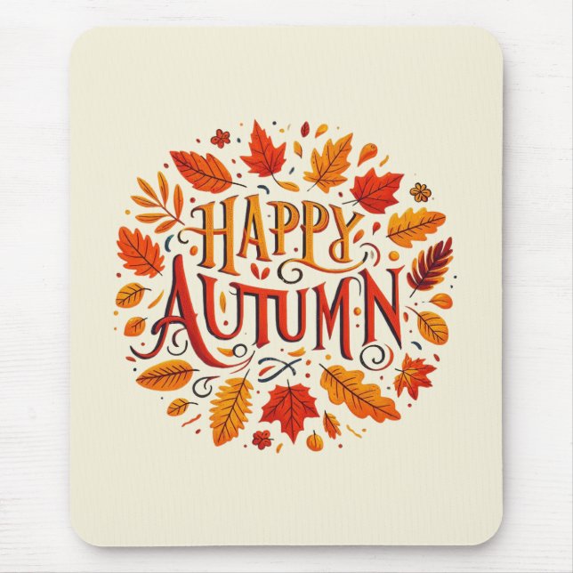 classic leaves & Happy Autumn  Mouse Pad (Front)