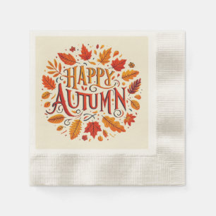 classic leaves & Happy Autumn Napkin
