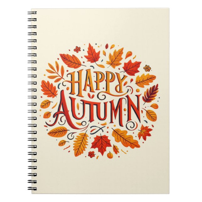 classic leaves & Happy Autumn  Notebook (Front)
