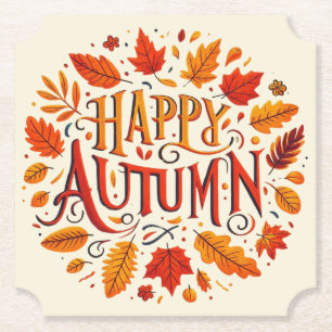 classic leaves & Happy Autumn Paper Coaster