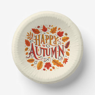 classic leaves & Happy Autumn Paper Plate