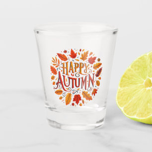 classic leaves & Happy Autumn Shot Glass