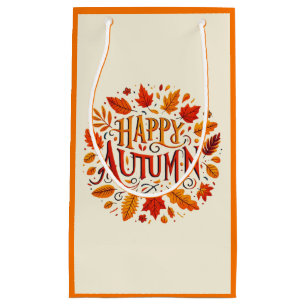classic leaves & Happy Autumn Small Gift Bag