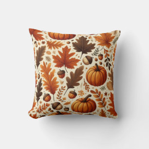 classic leaves/pumpkins/acorns Autumn  Cushion