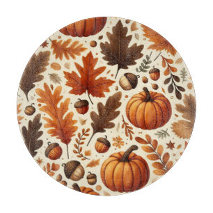 classic leaves/pumpkins/acorns Autumn Cutting Board