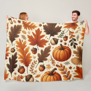 classic leaves/pumpkins/acorns Autumn Fleece Blanket