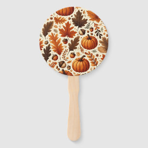 classic leaves/pumpkins/acorns Autumn Hand Fan