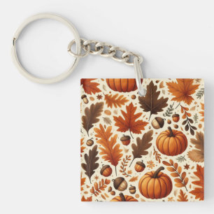 classic leaves/pumpkins/acorns Autumn  Key Ring