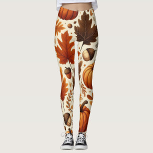 classic leaves/pumpkins/acorns Autumn Leggings