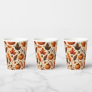 classic leaves/pumpkins/acorns Autumn Paper Cups