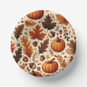 classic leaves/pumpkins/acorns Autumn Paper Plate