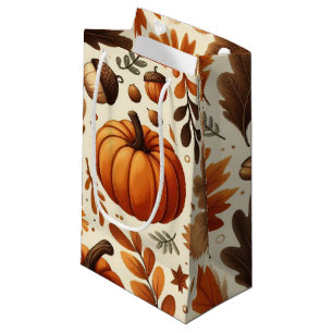 classic leaves/pumpkins/acorns Autumn Small Gift Bag