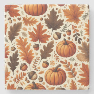 classic leaves/pumpkins/acorns Autumn  Stone Coaster