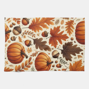 classic leaves/pumpkins/acorns Autumn Tea Towel