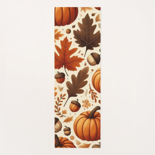 classic leaves/pumpkins/acorns Autumn  Yoga Mat (Front)