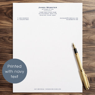 Classic Legal & Professional Attorney at Law Navy Custom Letterhead