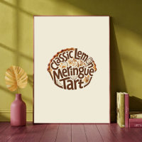 Classic Lemon Meringue Tart Food Typography Retro