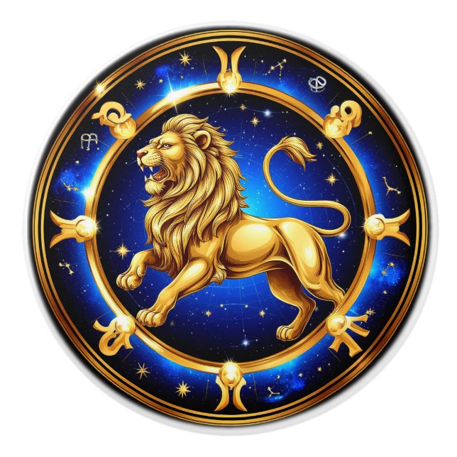♌Classic Leo Zodiac Symbol ♌ Ceramic Knob (Front)