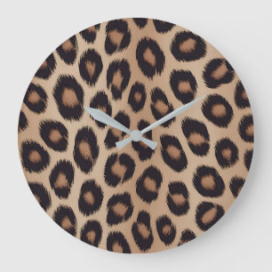 Classic Leopard Animal Print Brown Cheetah Large Clock