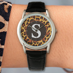 Classic Leopard Leo Pattern Print Design Monogram Watch