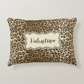 Classic Leopard Pattern with Custom Name Decorative Cushion