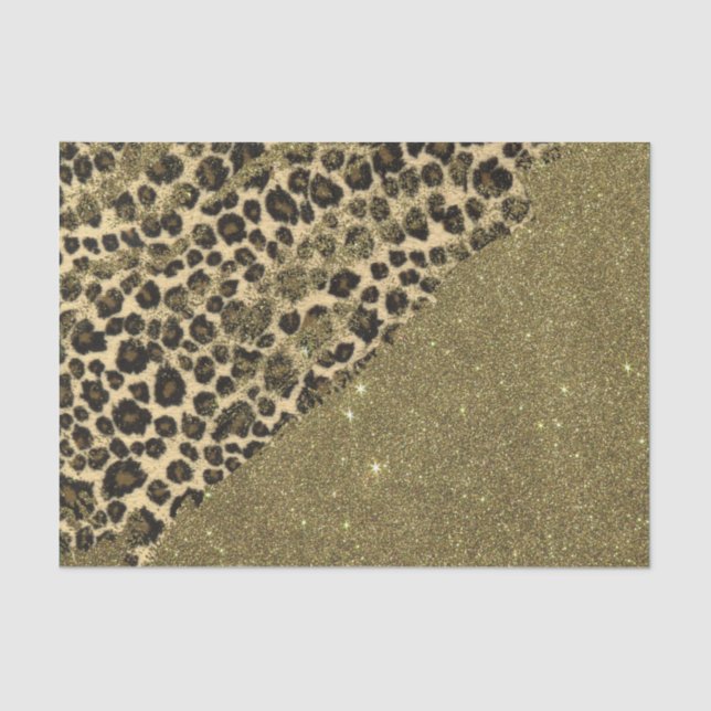 Classic Leopard Print Brushstrokes on Faux Glitter Tissue Paper (Front)