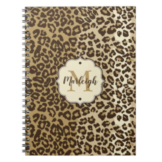 Classic Leopard Print Custom Monogram Name Notebook