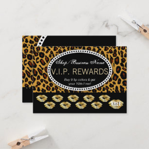 Classic Leopard Print - Gold Lips Loyalty Rewards Card