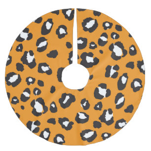 Classic Leopard Print Pattern Brushed Polyester Tree Skirt