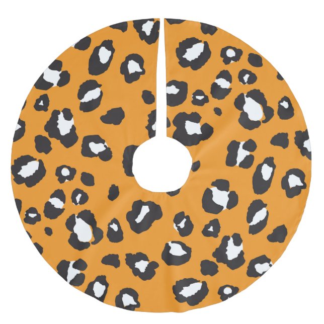 Classic Leopard Print Pattern Brushed Polyester Tree Skirt (Front)