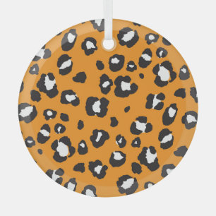 Classic Leopard Print Pattern Glass Tree Decoration