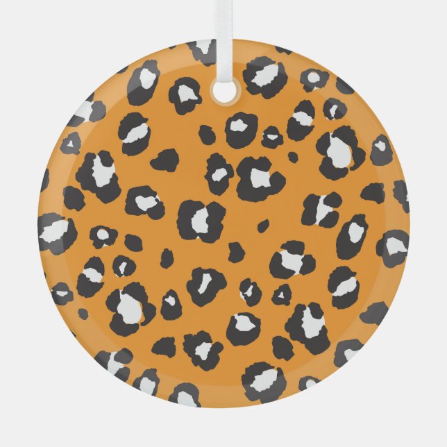Classic Leopard Print Pattern Glass Tree Decoration (Front)