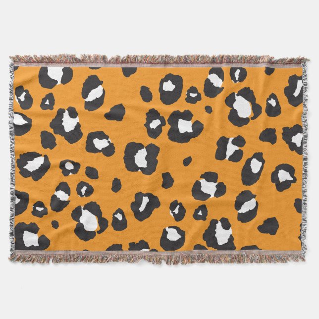 Classic Leopard Print Pattern Throw Blanket (Front)