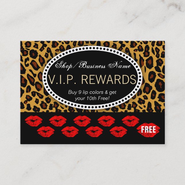 Classic Leopard Print - Red Lips Loyalty Rewards Card (Front)